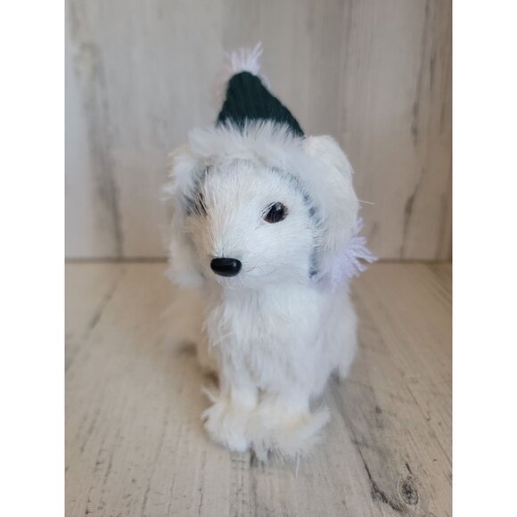 Bristle brush Arctic fox Green hat xmas home decor - Picture 1 of 7
